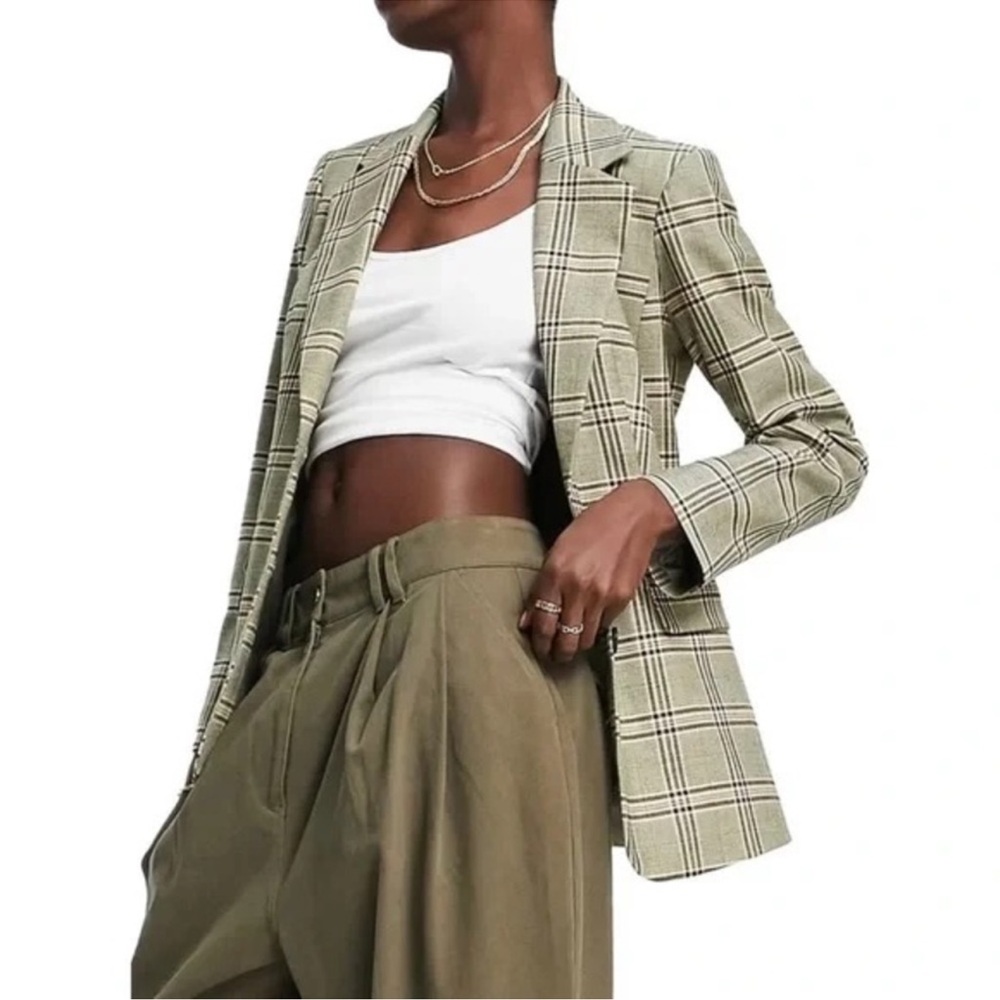 Topshop Green Plaid Blazer 2